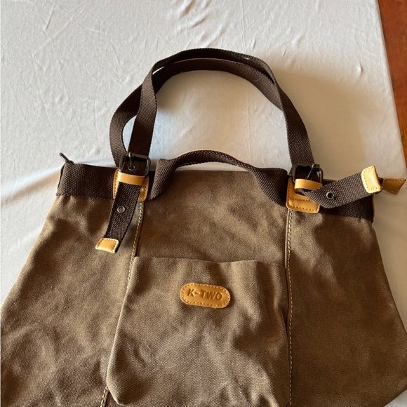 K Two Brown Canvas Satchel - Picture 4 of 4